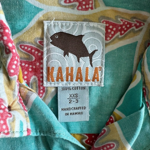 Kahala Boys Button Down Shirt Size 2-3T XXS Blue Red - Picture 2 of 3